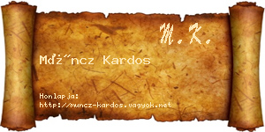 Müncz Kardos névjegykártya